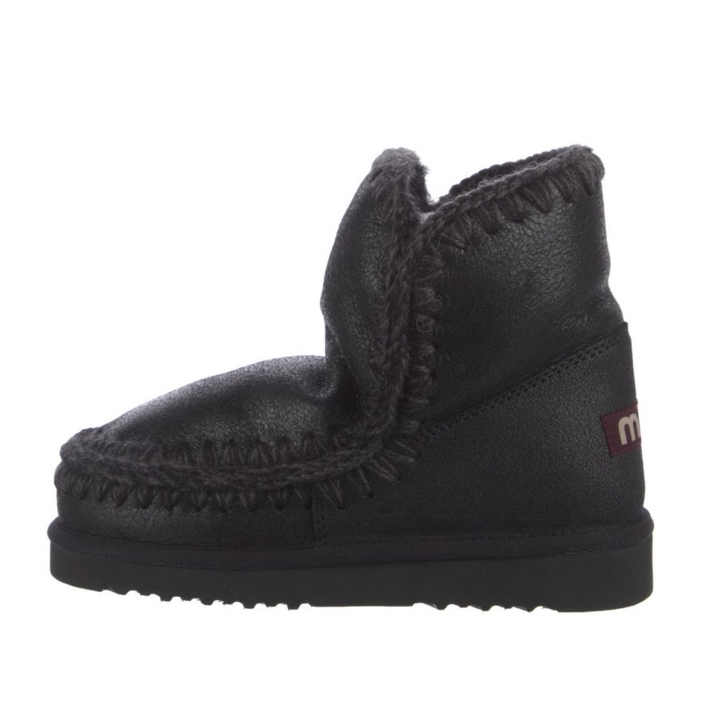 MOU Black Ankle Boot with Whipstitch Detailing